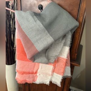 Women's Scarf, Color: Grey and Salmon Pink, Excellent condition, 55" x 55"